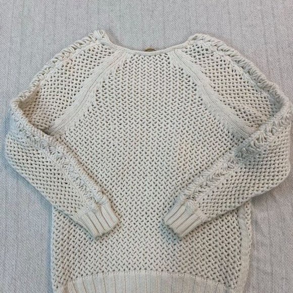 MAJE Cream open knit round neck 3/4 Sleeve Sweater Size 1 - Picture 6 of 6